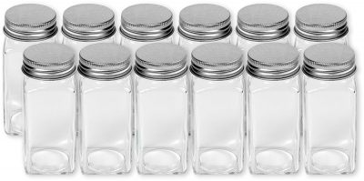 SimpleHouseware 12 Square Spice Bottles w/ label Set